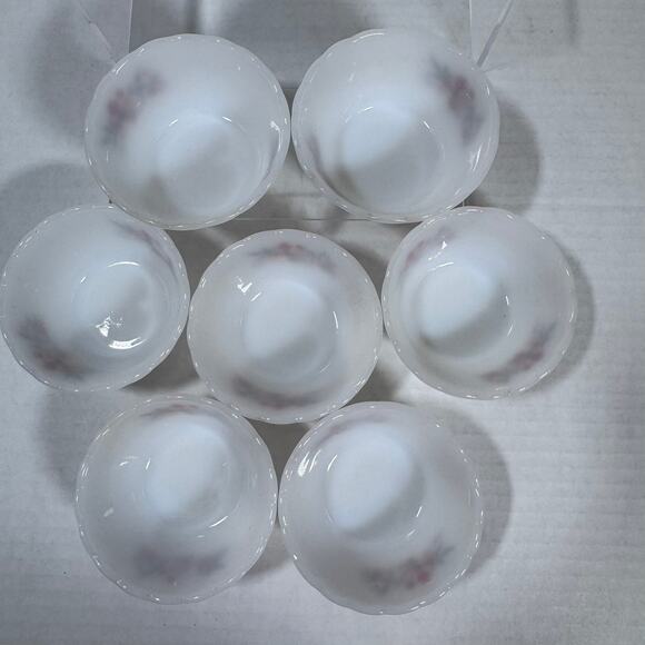 Anchor Hocking Fire King Prime Rose Custard Cups / Bowls Set of 7 Excellent Cond - Picture 9 of 9